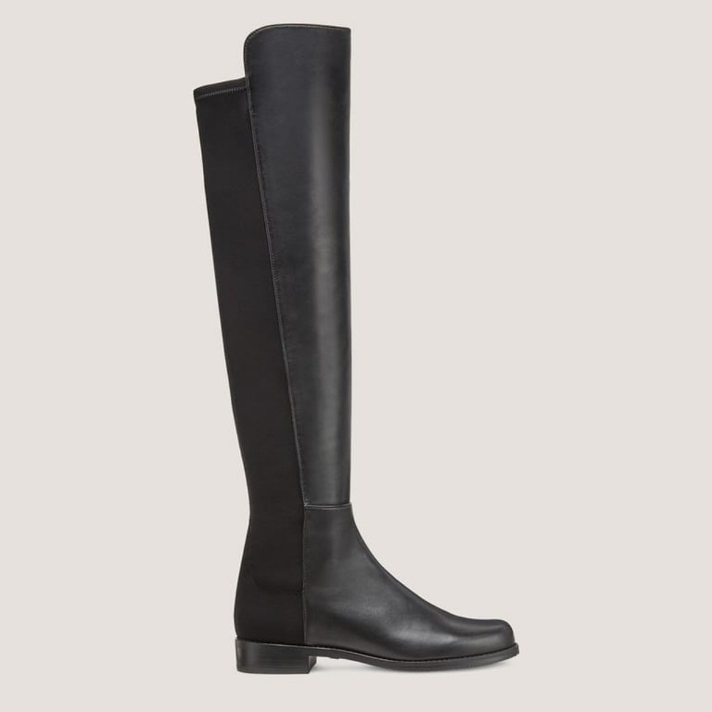 Stuart Weitzman 5050 Over The Knee Leather Boot Black Iconic Stretchy Luxury 8.5